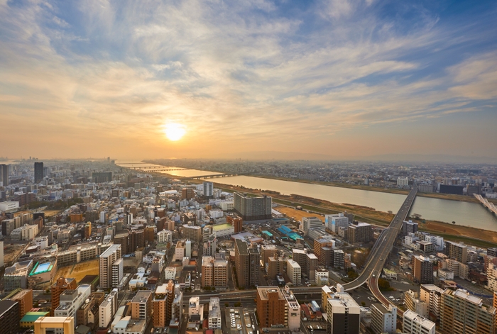 まるでジオラマのような大阪の景色