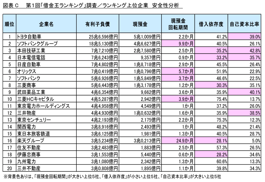 図C ランキング上位企業 安全性分析