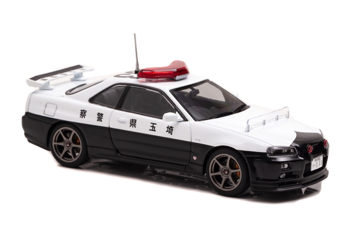 RAI'S 1/43 日産 スカイライン GT-R (BNR34) 2001 埼玉県警察高速道路交通警察隊車両(953):右前