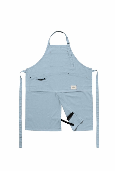 オーガニックコットンワークエプロン(ロング) ブルー