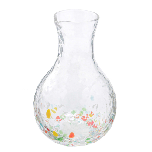 「ガラス 徳利 Colorful Dot」価格：759円／容量：約200ml、満水時250ml／涼しげなガラスの徳利。色合いが可愛らしいカラフルなドットが華やかなデザインです。