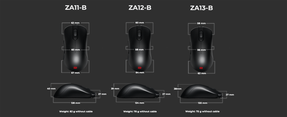 ZA-Bシリーズ　サイズ表