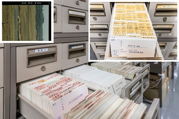 写真1 アナログ的な検索カードと写真フィルムの番号