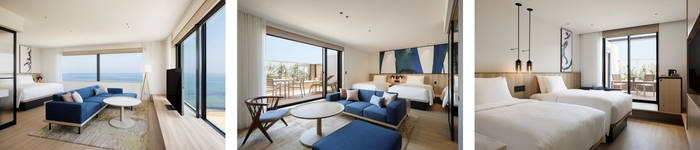 オーシャンビューの広めのキング / オーシャンビューの4シングル / オーシャンテラスルームツイン ※プロジェクト初登場