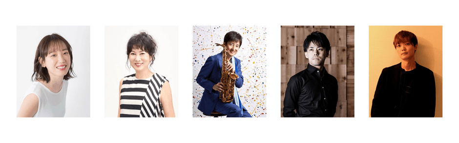 左からRINA・国府弘子・本田雅人・横山克・堤博明