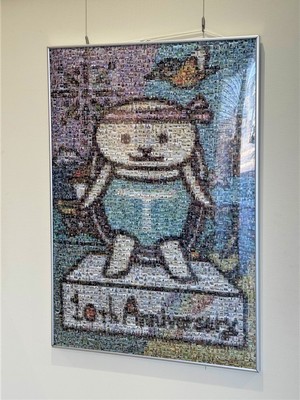完成した「とりかめくん」モザイクアート