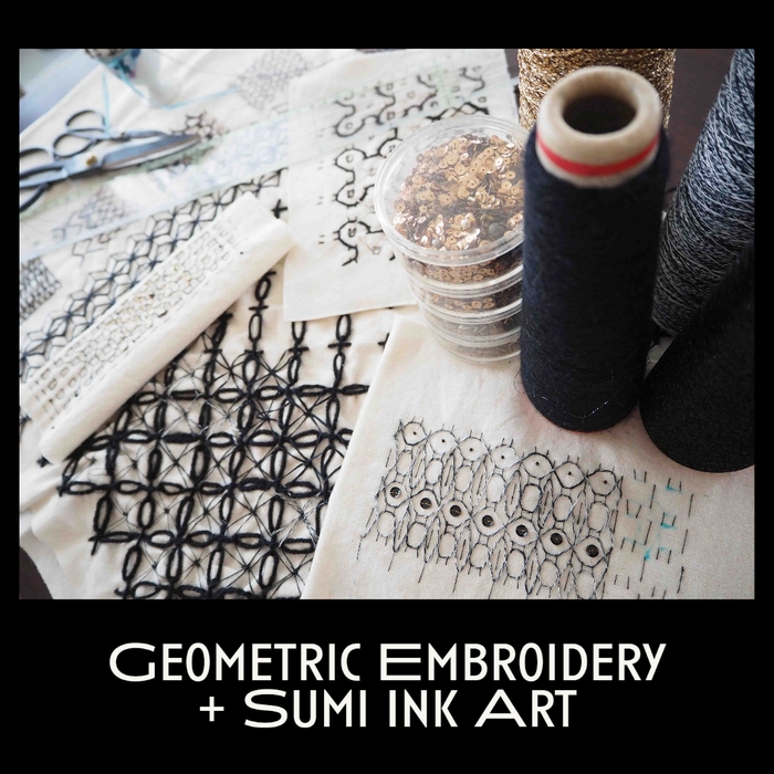 幾何学刺繍+墨アート・サンプラー