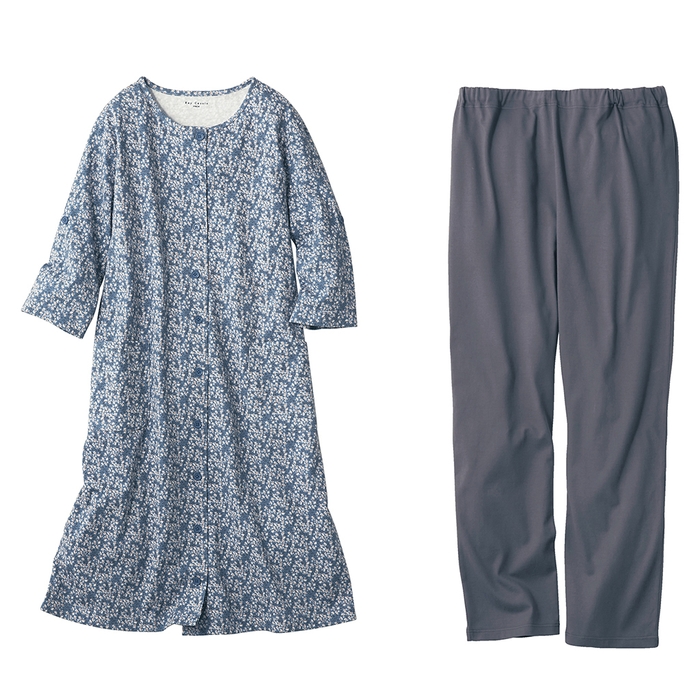 入院準備に!マタニティサイズ綿100%七分袖ロング丈パジャマ