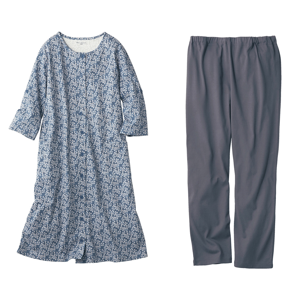 入院準備に!マタニティサイズ綿100%七分袖ロング丈パジャマ