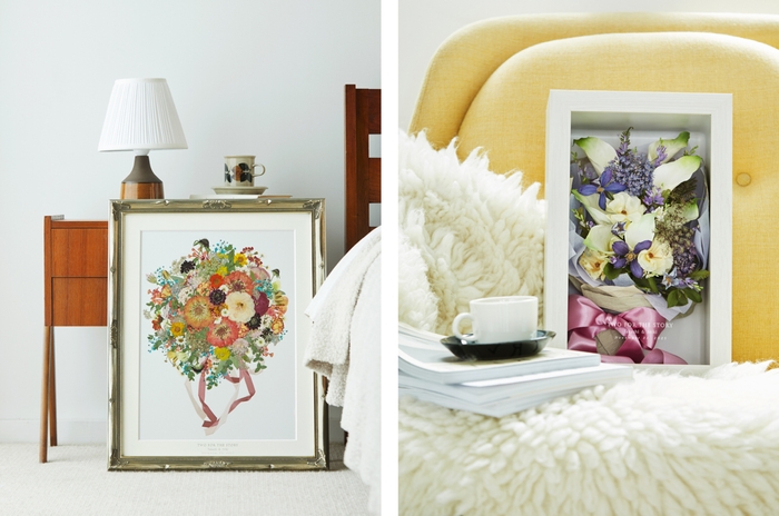 左:プレスフラワー/右:ドライフラワー