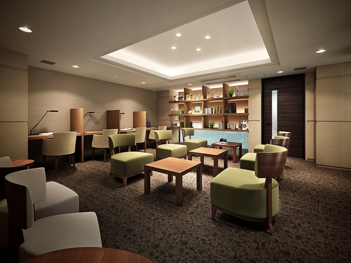 相鉄不動産㈱におけるマンションのコワーキングラウンジ他物件計画事例(イメージ) ※個室タイプではありません