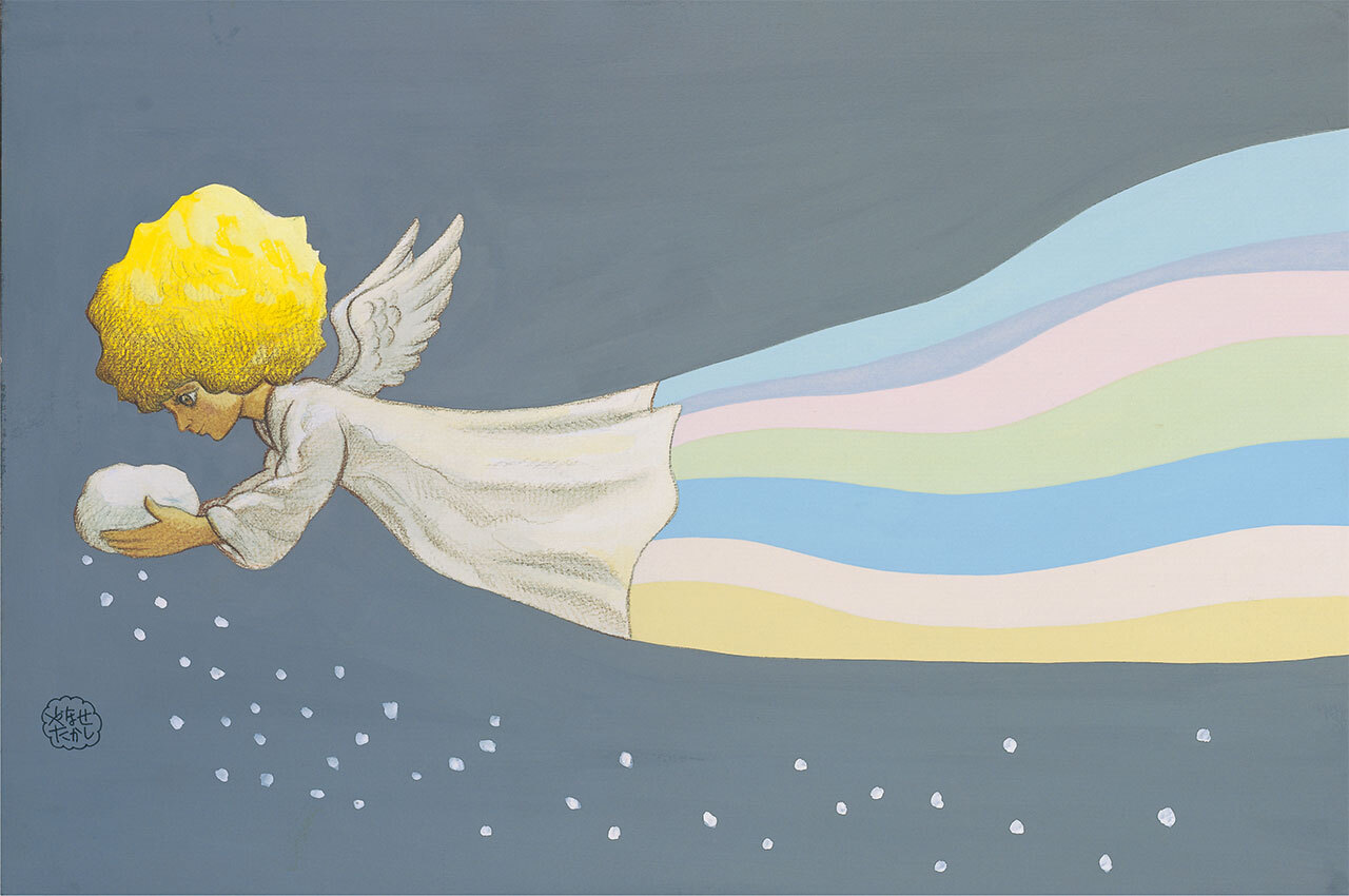 「いちごえほん」1976年2月号表紙絵「雪の天使の2月号」 (C)やなせたかし (公財)やなせたかし記念アンパンマンミュージアム振興財団蔵