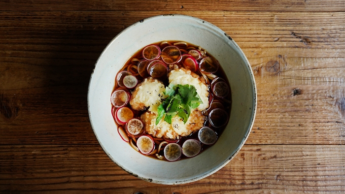 甘鯛天と赤かぶそば