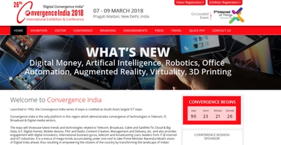 国際展示会 「第26回コンバージェンスインド 2018」(Exhibitions India Group主催）の出展お申込み受付開始