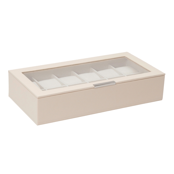 STACKABLE 12 PIECE WATCH TRAY WITH LID CREAM