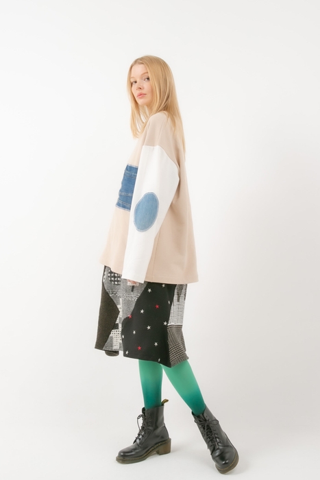 デニムパッチドスエット